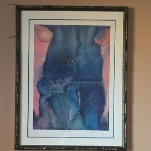 Abstract Blue and Pink Framed Art Print